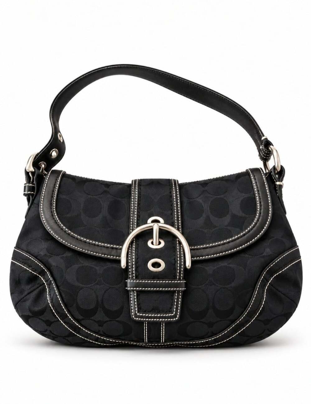Coach Soho 10297 Black Signature Jacquard Leather Shoulder Bag Y2K Vintage
